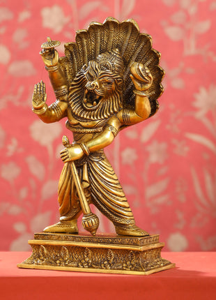 Brass Lord Vishnu Narsimha Avatar Statue (11.5 Inch)