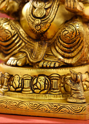 Brass Lord Ganesha Idol (9.5 Inch)