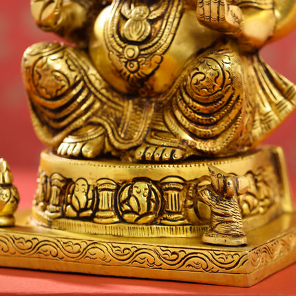 Brass Lord Ganesha Idol (9.5 Inch)