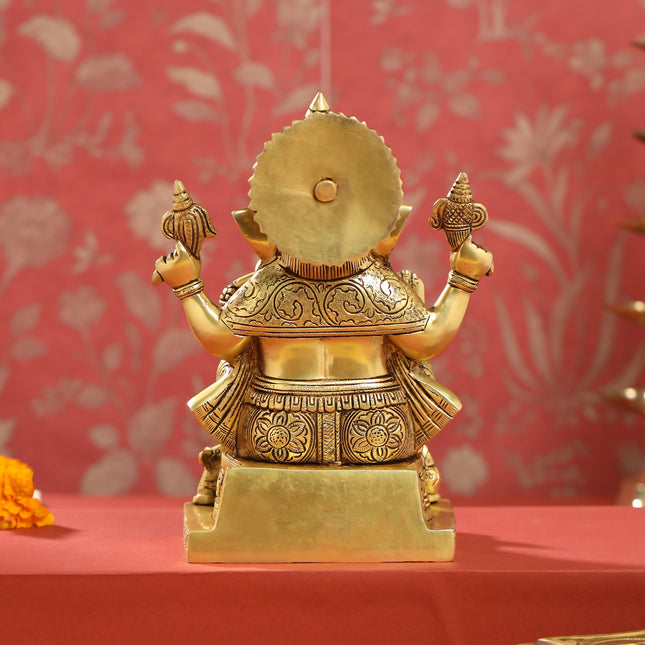 Brass Lord Ganesha Idol (9.5 Inch)