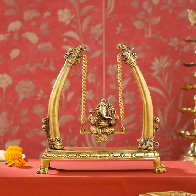 Brass Lord Ganesha Swing/Jhula (10 Inch)
