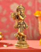 Brass Lord Krishna Idol (6.5 Inch)