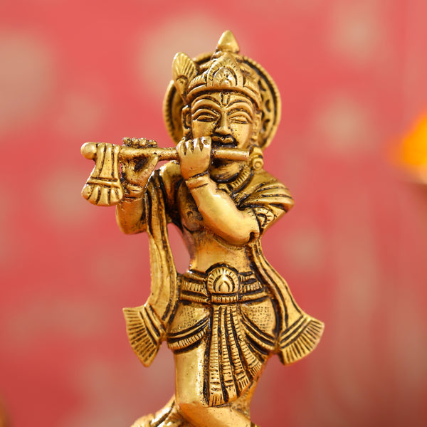 Brass Lord Krishna Idol (6 Inch)