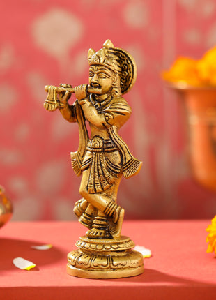 Brass Lord Krishna Idol (6.5 Inch)