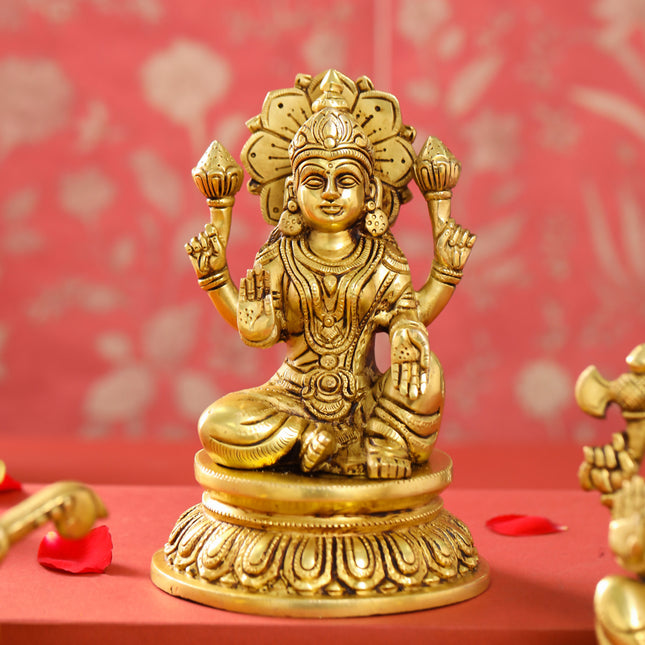 Brass Ganesha Lakshmi Saraswati set (8 Inch)