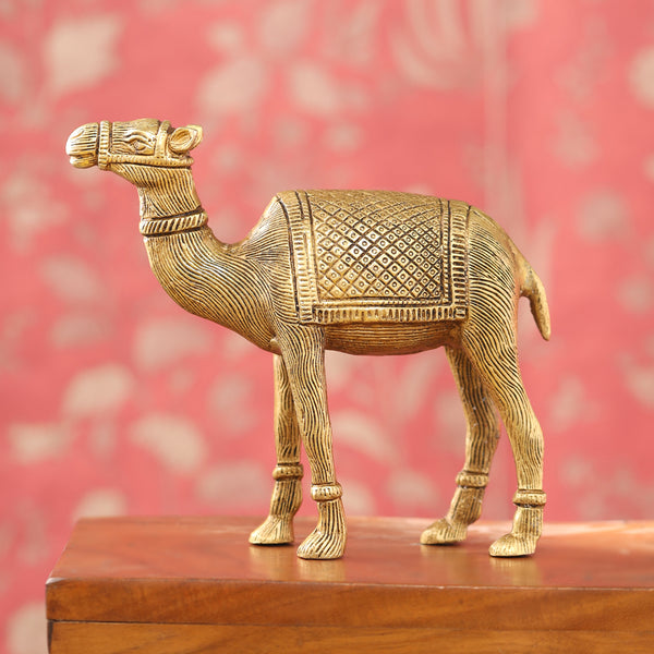 Brass Standing Camel Statue (7 Inch)