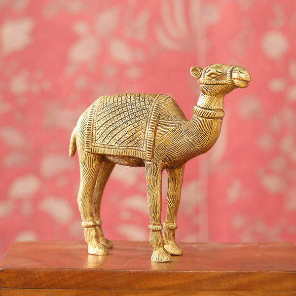 Brass Standing Camel Statue (7 Inch)