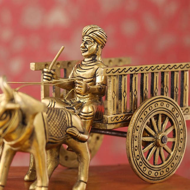 Brass Big Double Bullock Cart (6 Inch)