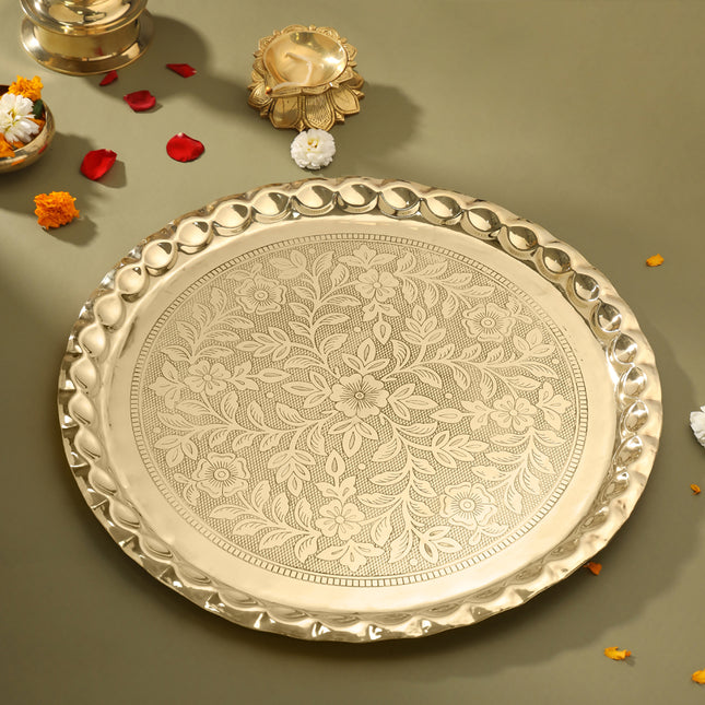 Brass Traditional Pooja Thal (17 Inch)