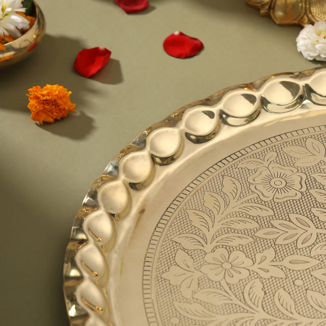 Brass Traditional Pooja Thal (17 Inch)
