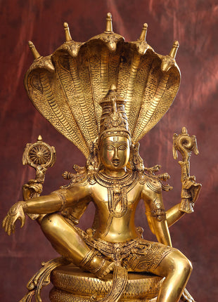 Brass Superfine Sitting Lord Vishnu Idol (28 Inch)