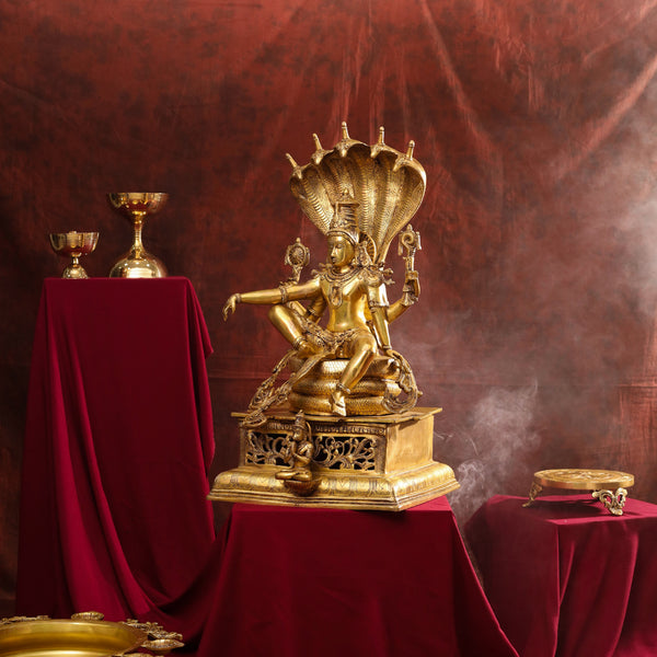 Brass Superfine Sitting Lord Vishnu Idol (28 Inch)