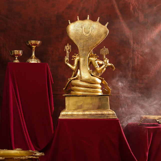 Brass Superfine Sitting Lord Vishnu Idol (28 Inch)