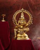 Brass Goddess Frame Saraswati Statue (27 Inch)