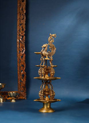 Brass Superfine Peacock Long Lamp (27 Inch)
