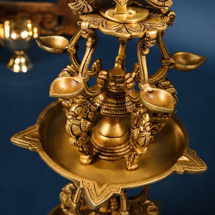 Brass Superfine Peacock Long Lamp (27 Inch)