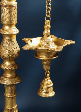 Brass Parrot Lamp With Bell (50 Inch)