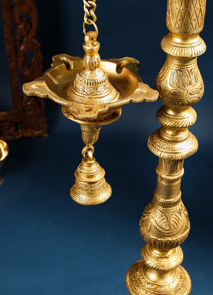 Brass Parrot Lamp With Bell (40 Inch)