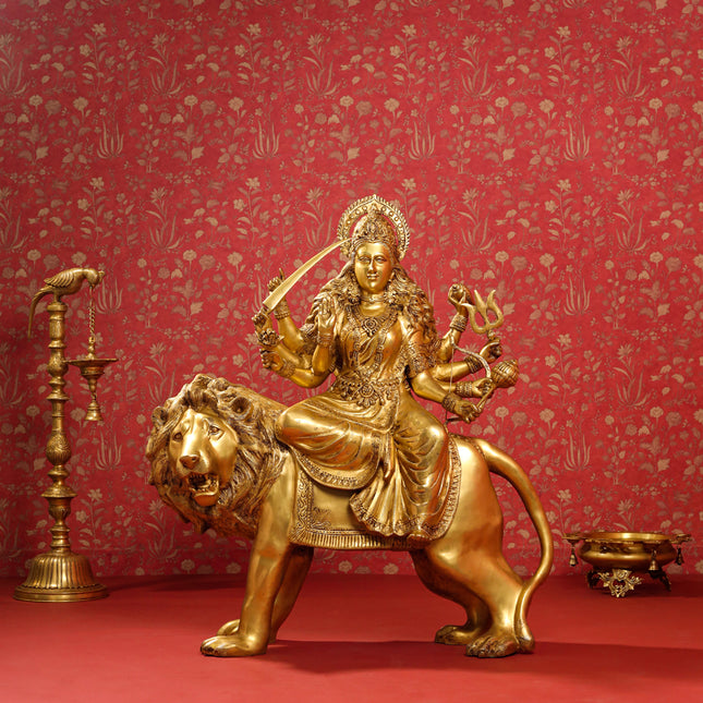 Brass Goddess Durga Statue (40 Inch)