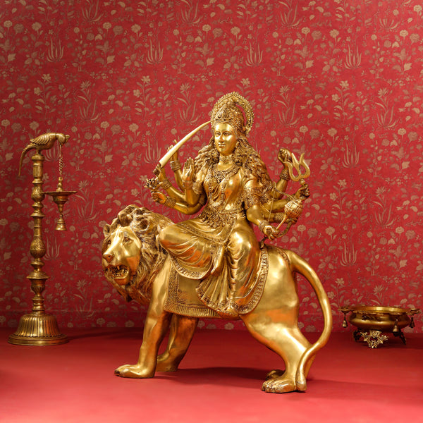 Brass Goddess Durga Statue (40 Inch)