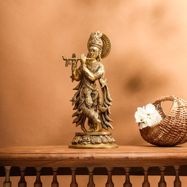 Brass Krishna Idol (13 Inch)