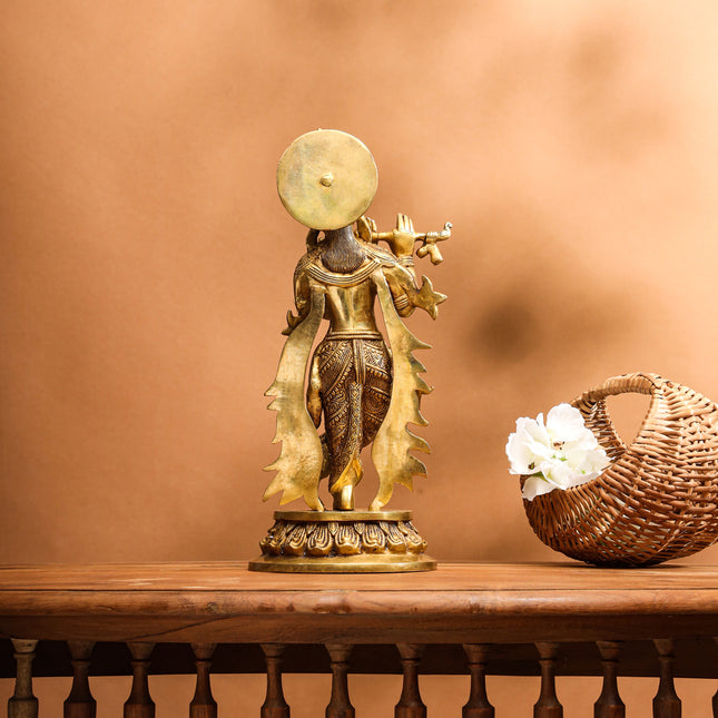 Brass Krishna Idol (13 Inch)