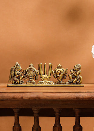 Brass Shankh Chakra Namah Hanuman And Garuda Religious Showpiece (2.5 Inch)