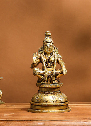 Brass Lord Ayyappa/Ayyappan Idol (8 Inch)