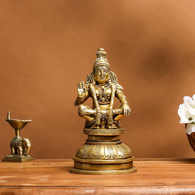 Brass Lord Ayyappa/Ayyappan Idol (8 Inch)