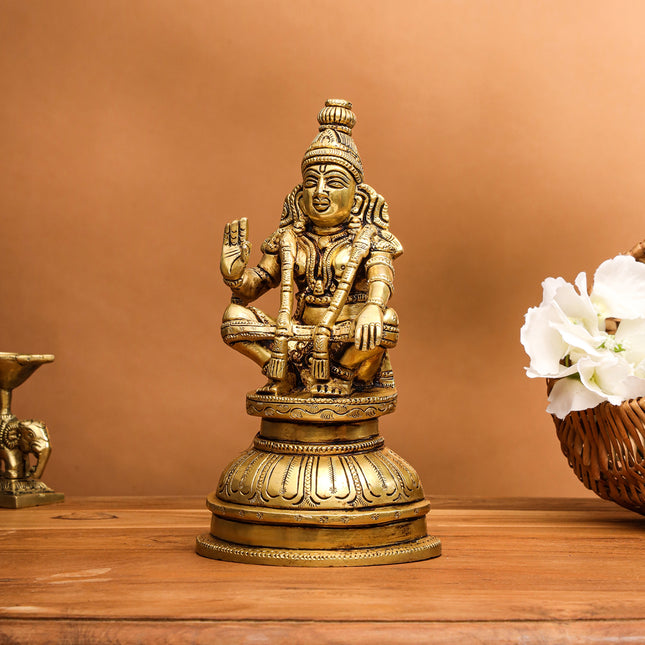 Brass Lord Ayyappa/Ayyappan Idol (8 Inch)