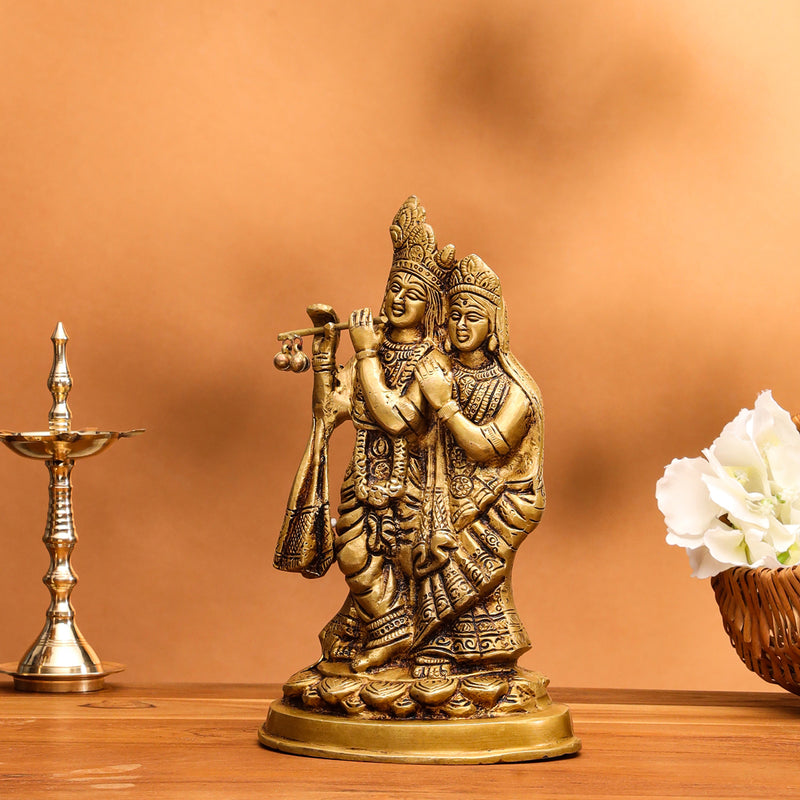 Brass Radha Krishna Idol (8 Inch)