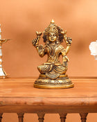 Brass Goddess Lakshmi Idol (6.8 Inch)