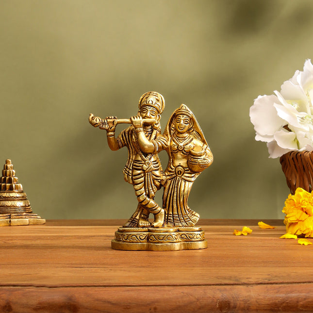 Brass Radha Krishna Idol (4.3 Inch)