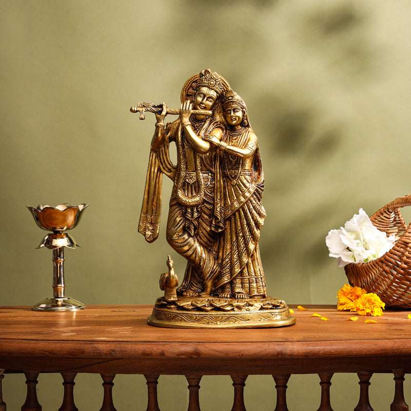 Brass Superfine Radha Krishna Idol (12 Inch)