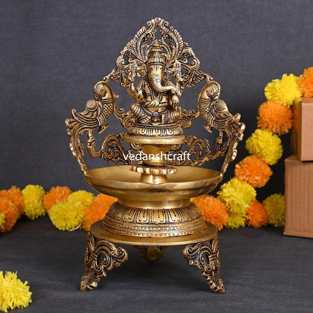 Brass Ganesha Urli/Diya (13.5 Inch)