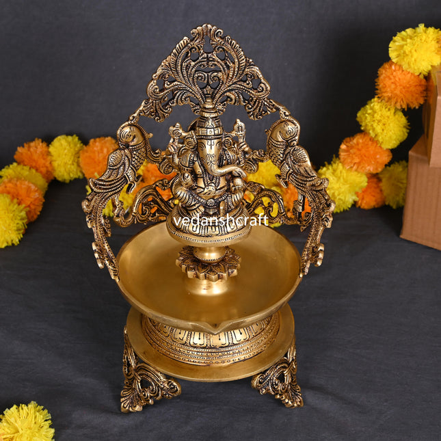 Brass Ganesha Urli/Diya (13.5 Inch)