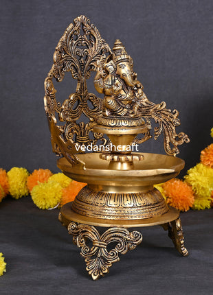 Brass Ganesha Urli/Diya (13.5 Inch)