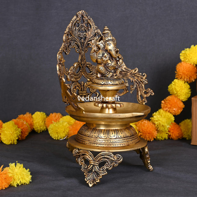 Brass Ganesha Urli/Diya (13.5 Inch)
