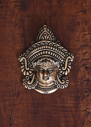 Brass Durga Face Wall Hanging Idol (4 Inch)