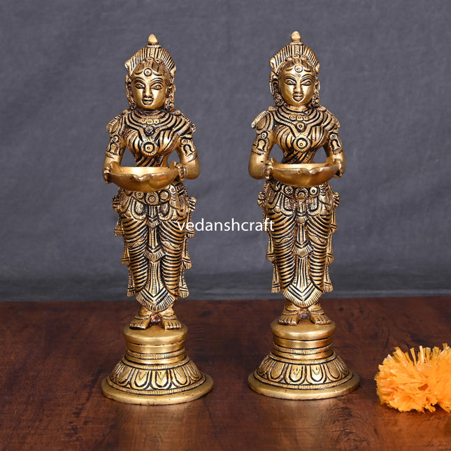 Brass Deep Lakshmi Pair (8 Inch)