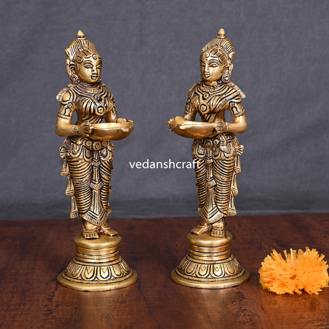 Brass Deep Lakshmi Pair (8 Inch)