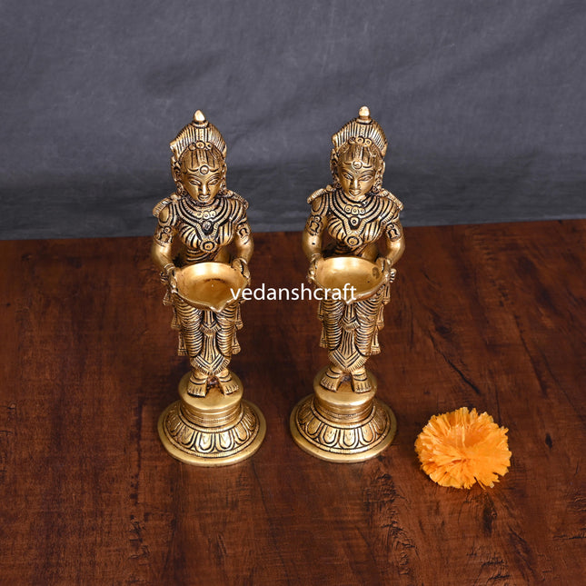 Brass Deep Lakshmi Pair (8 Inch)