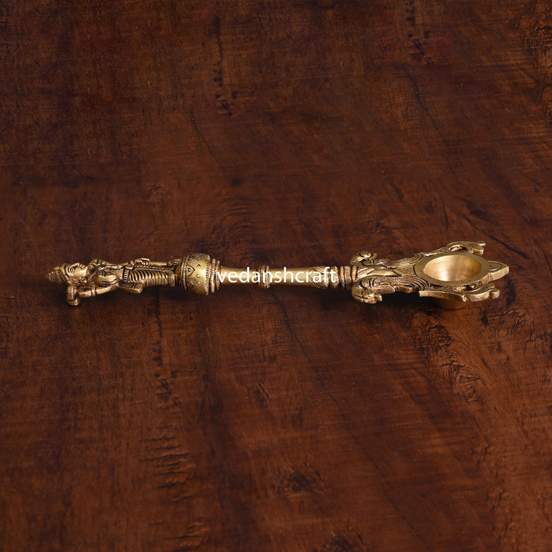 Brass Vishnu Ahuti Spoon (10.5 Inch)