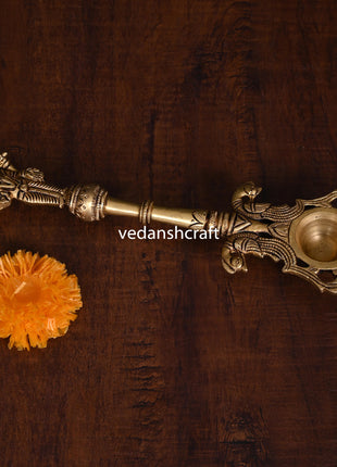 Brass Lakshmi Ahuti Spoon (10.5 Inch)