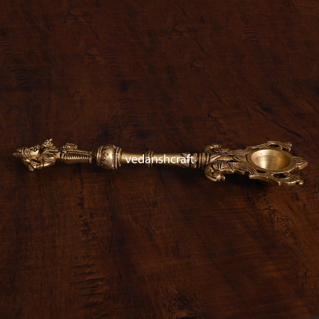 Brass Lakshmi Ahuti Spoon (10.5 Inch)
