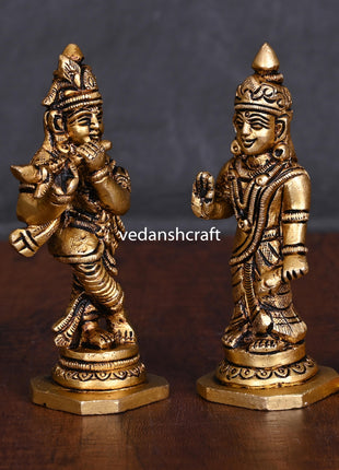 Brass Radha Krishna Idols Set (4 Inch)