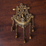 Brass Wall Hanging Ganesha In Frame With Five Bells (13 Inch)