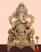 Brass Chowki Ganesha Statue (34 Inch)