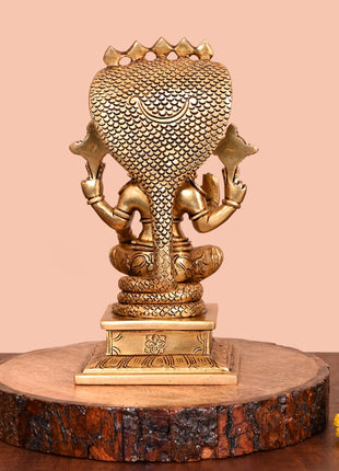 Brass Superfine Sitting Lord Vishnu Idol (9.2 Inch)
