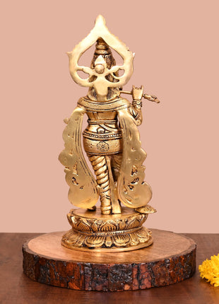 Brass Lord Krishna Idol (12.5 Inch)